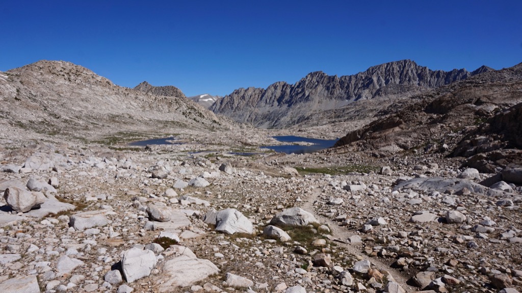 Sapphire Lake, somewhere around here is considered the headwater of Evolution Creek. Evolution Valley is around the bend to the left.