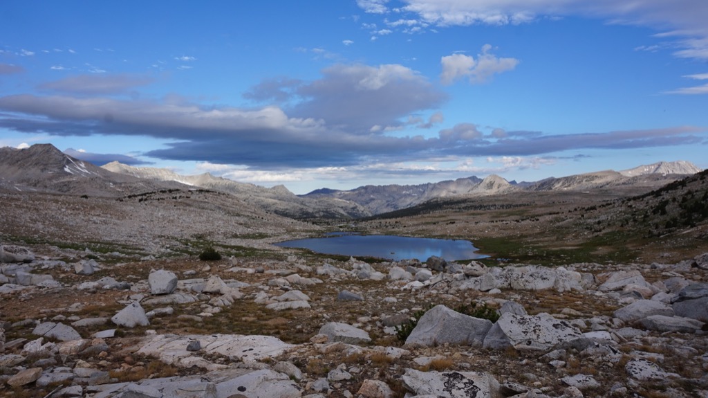 Last look at Humphreys Basin from Piute Pass, Summit Lake directly below. This place was a pleasant surprise.
